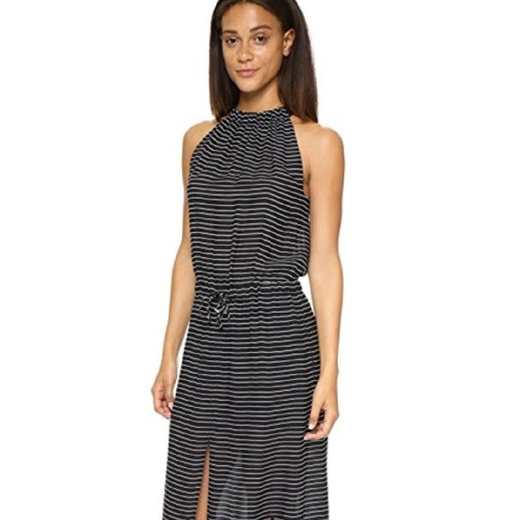 A.L.C Silk Striped Halter Neck Maxi Dress - Picture 2 of 14